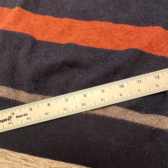Banana Republic Striped Blue Gray Orange Men Medium Merino Wool Pullover Sweater - Picture 4 of 11